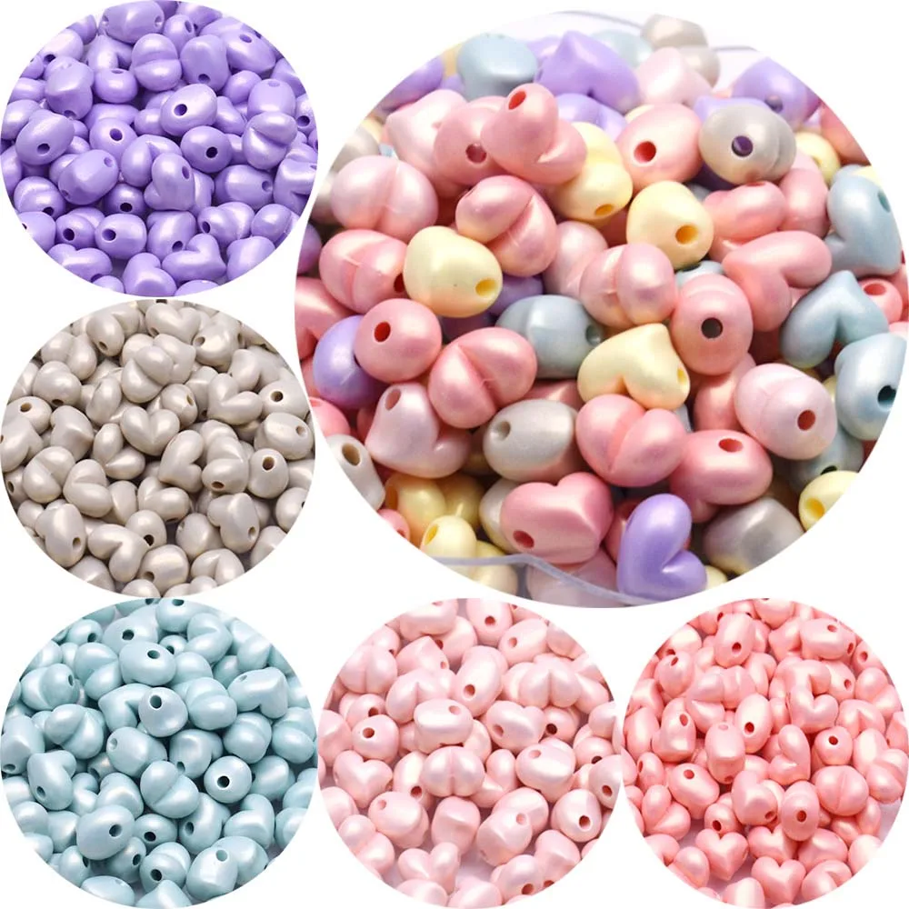 50PCS Heart Acrylic Beads Macaron Cloud Candy Loose Spacer Beads For Jewelry Making Findings DIY Handmade Necklace Bracelet