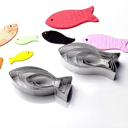 4pcs Cartoon Aquatic Animal Fish Stainless Steel Molds Cake Pastry Fondant Decorate Tools Cookie Cutters