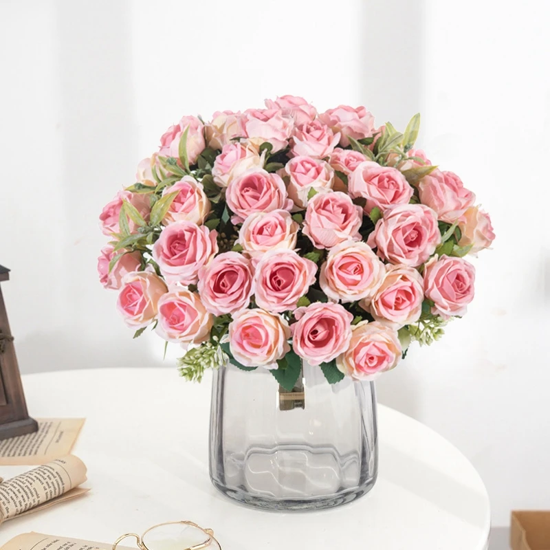 10 künstliche Blumenköpfe, Seidenrosen für Scrapbooking, Weihnachten, Hochzeit, Party, Blumenstrauß, Haushaltsprodukte, Vasen für die Heimdekoration – Detail 9
