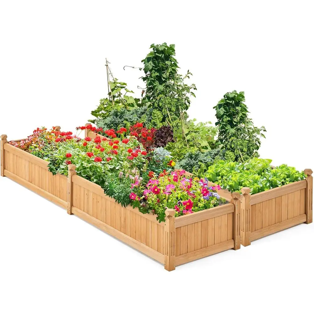 

Light Brown Wooden Raised Garden Beds, 90.5L x 23.5W x 16H, 2-Pack for Outdoor Planting, Suitable for Yard, Greenhouse, Vegetabl