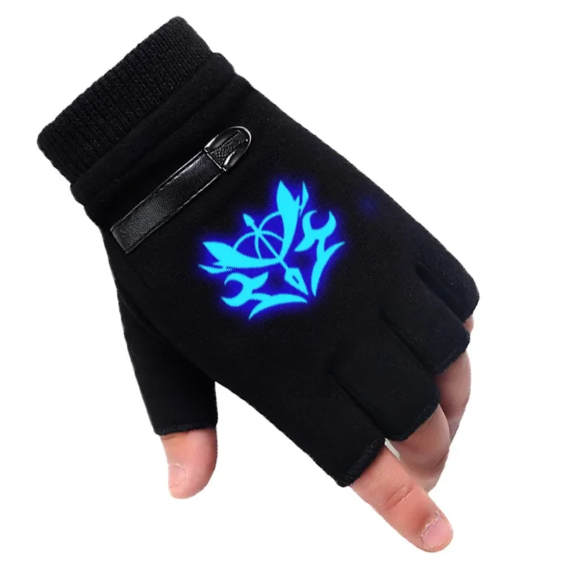 Luminous Winter Anime Fate/stay Night Glove Half Finger Couple Cartoon Fate Zero Mitten Black Plus Cashmere Unisex Cosplay Gift