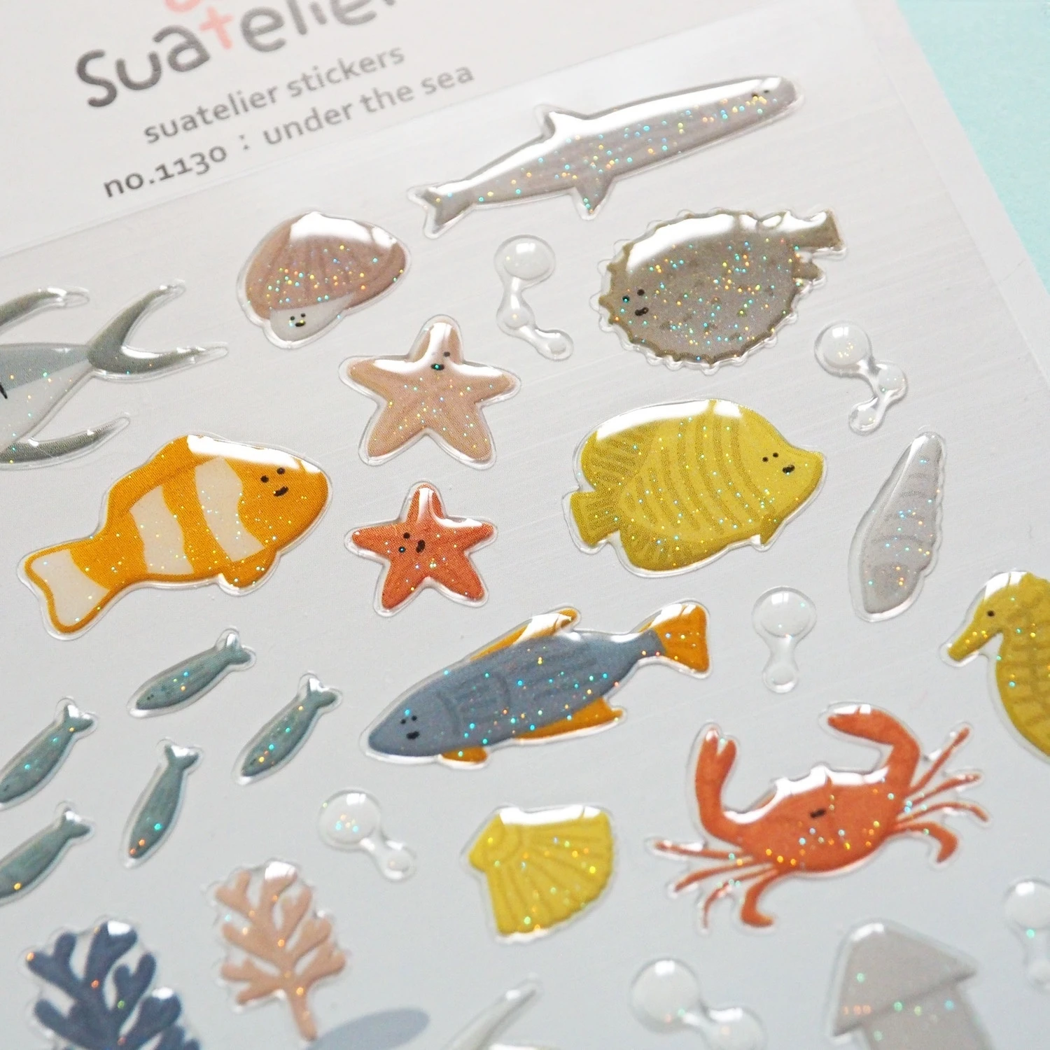 Korean Import Original Suatelier Under The Sea 3D Crystal Stickers Scrapbooking Diy Journal Stationery Sticker Deco Art Supply