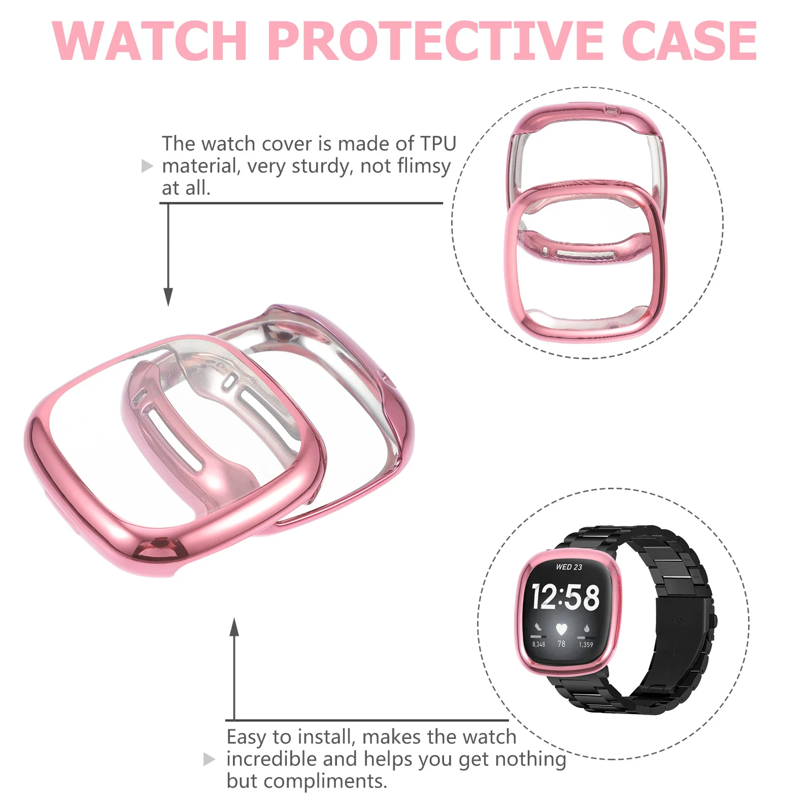 2 Stücke Uhr Schutzhülle Tpu Galvani Vollständige Abdeckung Langlebige Anti-Kollision Shell Kompatibel 3 Sinn