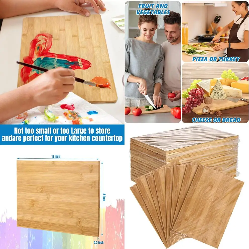 

Set of 18 Large Bamboo Cutting Boards, Ideal for Kitchen Prep, Meat, Cheese, Bread, and Vegetables (12x8 Inches)