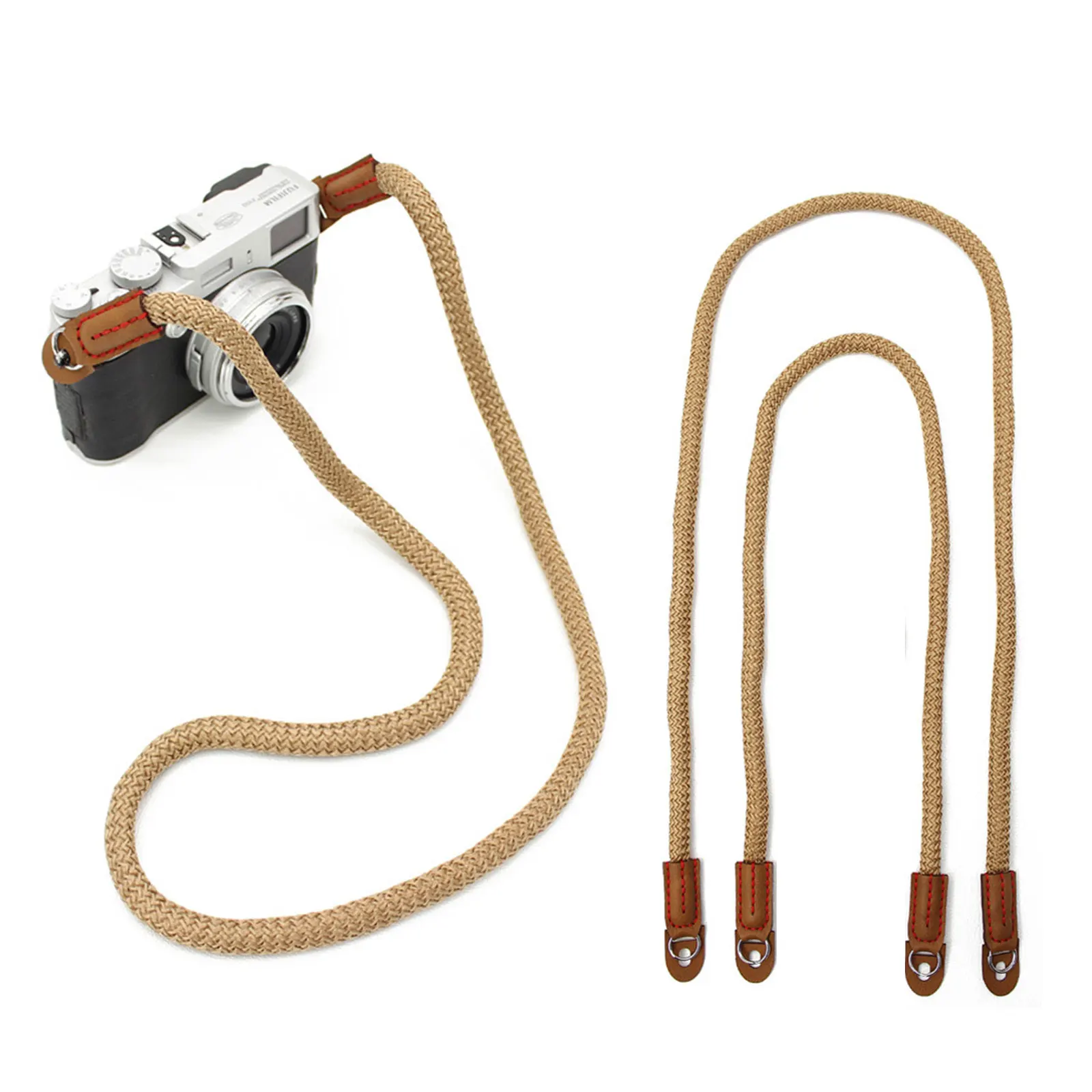 Hand-woven Cotton Camera Strap Soft Round Rope Camera Neck Strap Adjustable Shoulder Lanyard for Mirrorless Film Camera