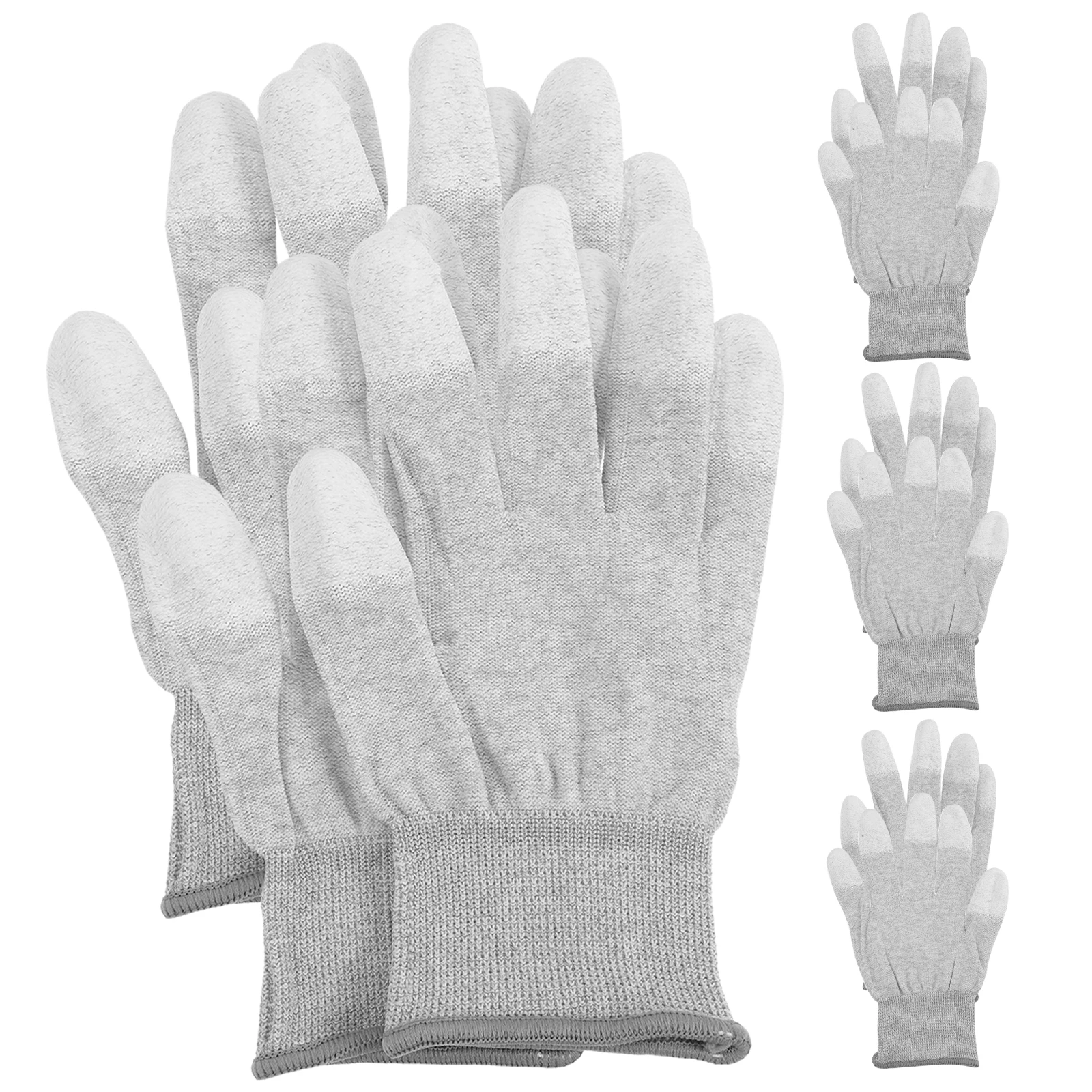 

5pcs 5 Pairs Anti Static Gloves Safety Fingertip Coated Mechanic L 21.6cm Premium Materials Sturdy Durable Non Slip Pu Coating