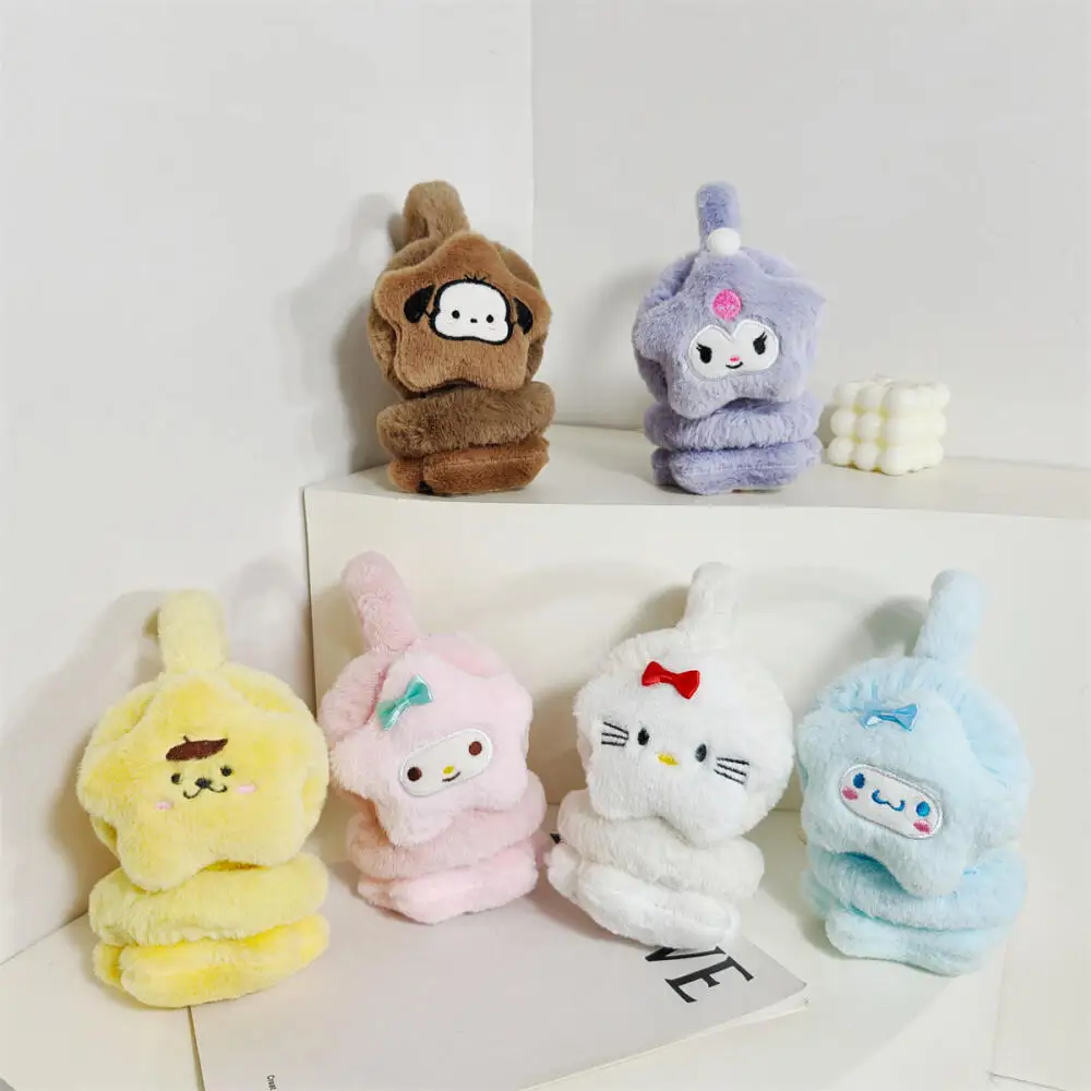 New Sanrio Star Stuffed Earmuff Cute Hello Kitty Cinnamoroll Kuromi Star Doll Plush Earmuff Cartoon Warm Antifreeze Ear Earmuffs