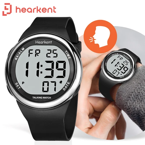 Hearkent-reloj parlante español para hombre y mujer, reloj de pulsera con voz Digital, alarma, reloj de silicona a la moda, regalo para personas mayores