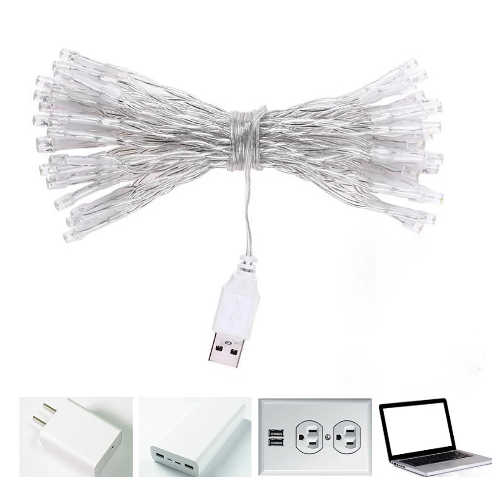 Imagem -06 - Guirlanda de Corda Usb Led para Árvore de Natal Fada Leve Impermeável Jardim Festa de Casamento Decoração de Férias ao ar Livre 1m 2m 5m 10m