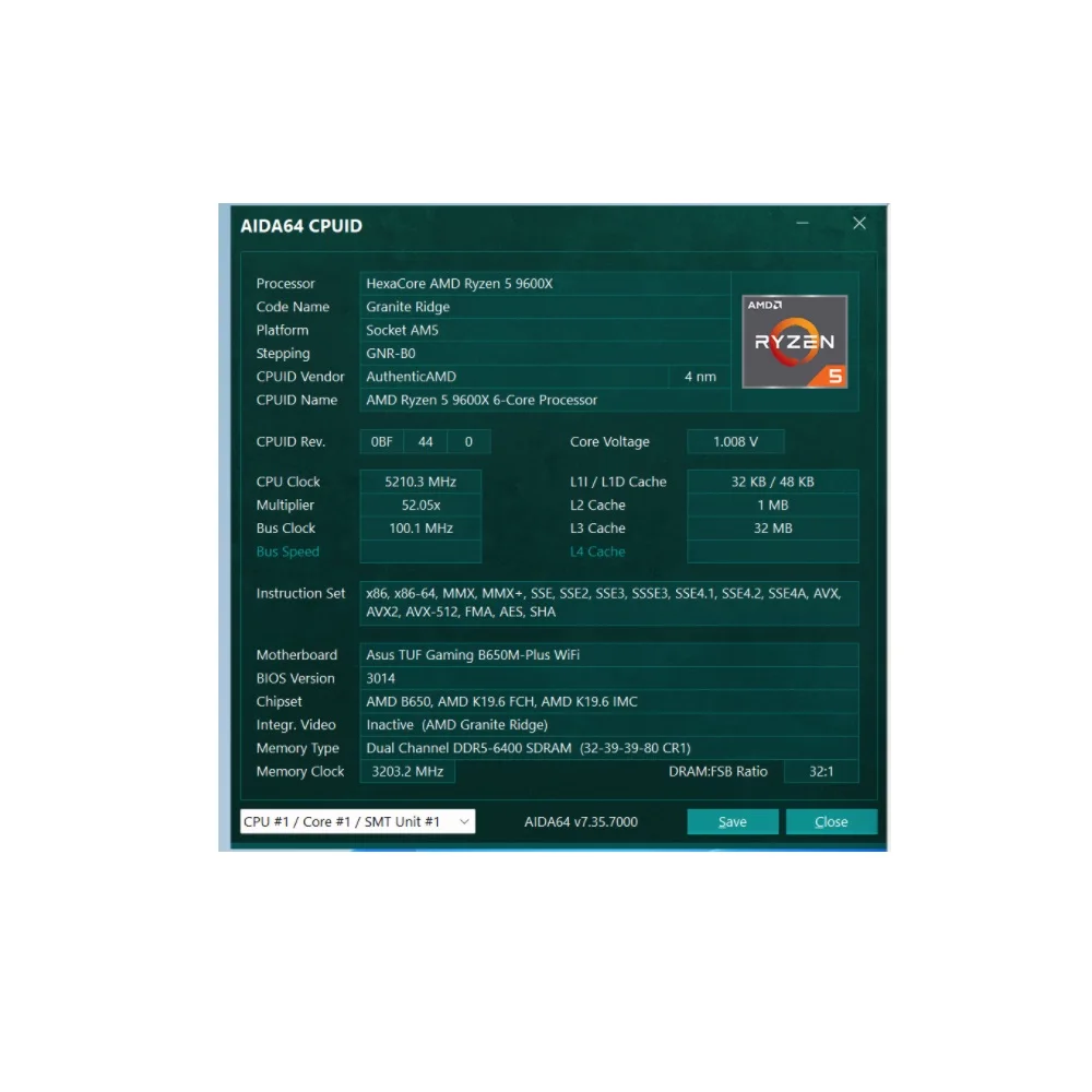 Новый объемный Ryzen 5 9600X 6-ядерный 12-поточный разблокированный настольный процессор R5-9600X 5,4 ГГц встроенная графика RDNA2 2CU TDP 65 Вт AM5