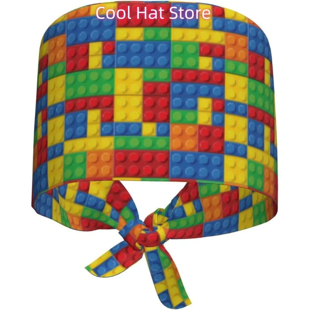 

Colorful Bricks Breathable Scrub Hat for Nurses & Doctors Adjustable Working Cap with Moisture-Wicking Fabric
