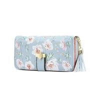 Pomelo Best Cartera de mujer estampada - Pulsera de mano con cremallera multitarjeta de cuero genuino con bloqueo RFID