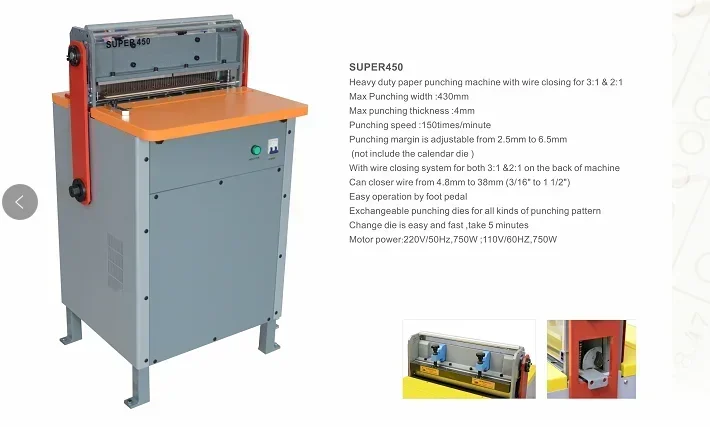 Hot salesElectric Paper Machine SP-450 Heavy Duty 3:1 and 2:1 Binding Machine