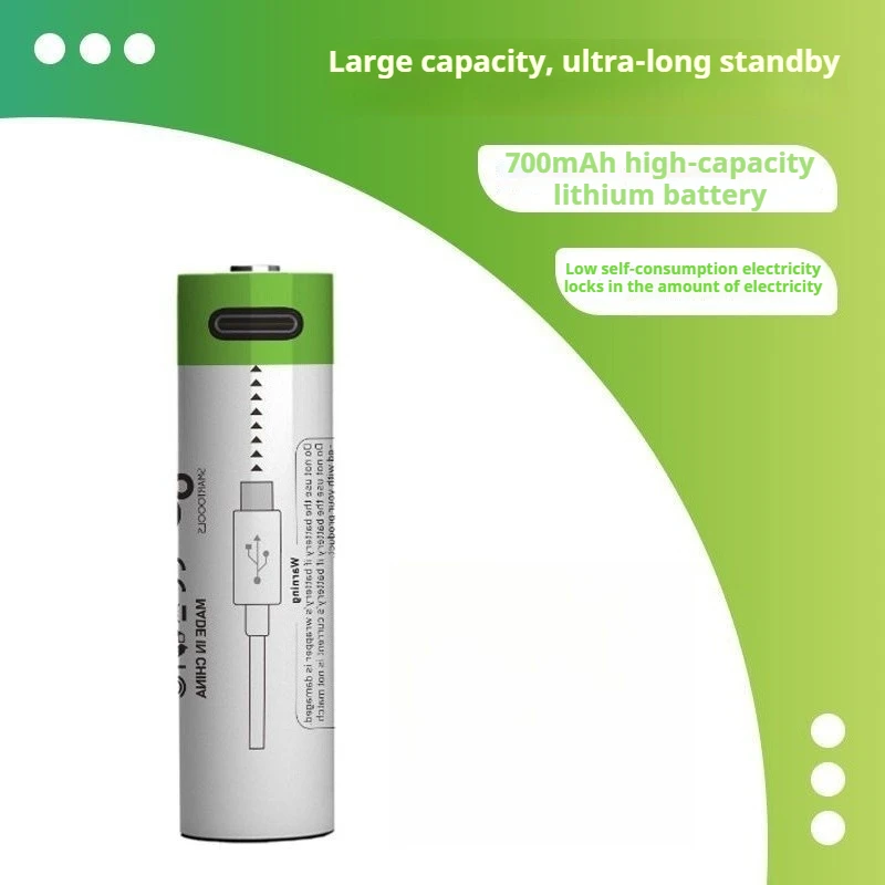 3.7V 700mAh 14500 Lithium Rechargeable Battery AA for Electric Shaver,Flashlight,Power Tools + Type-C Charging Cable