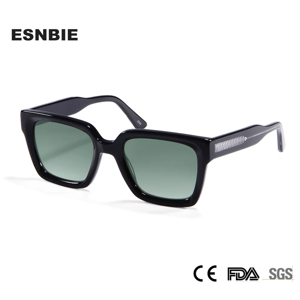 

Retro Square Acetete Sunglasses Womens Trendy Fashion Green Rectangle Driving Shades Sunglasses Men Chunky Frame UV Protection