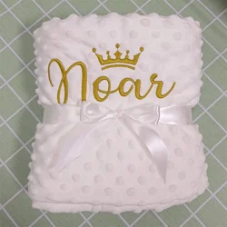 Name Personalized Toddler Crib Bed Stroller Fleece Blanket For Newborn Baby Swaddle DIY Custom Kids Birthday Gift Present