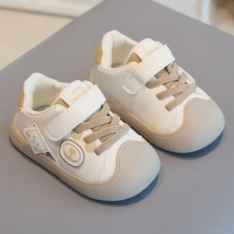 Baby Kids First Walking Shoes Toes Capped Boys Girls Casual Flats with Cute Bear Kids Sports Shoes Anti-kicked Cute 2025 New