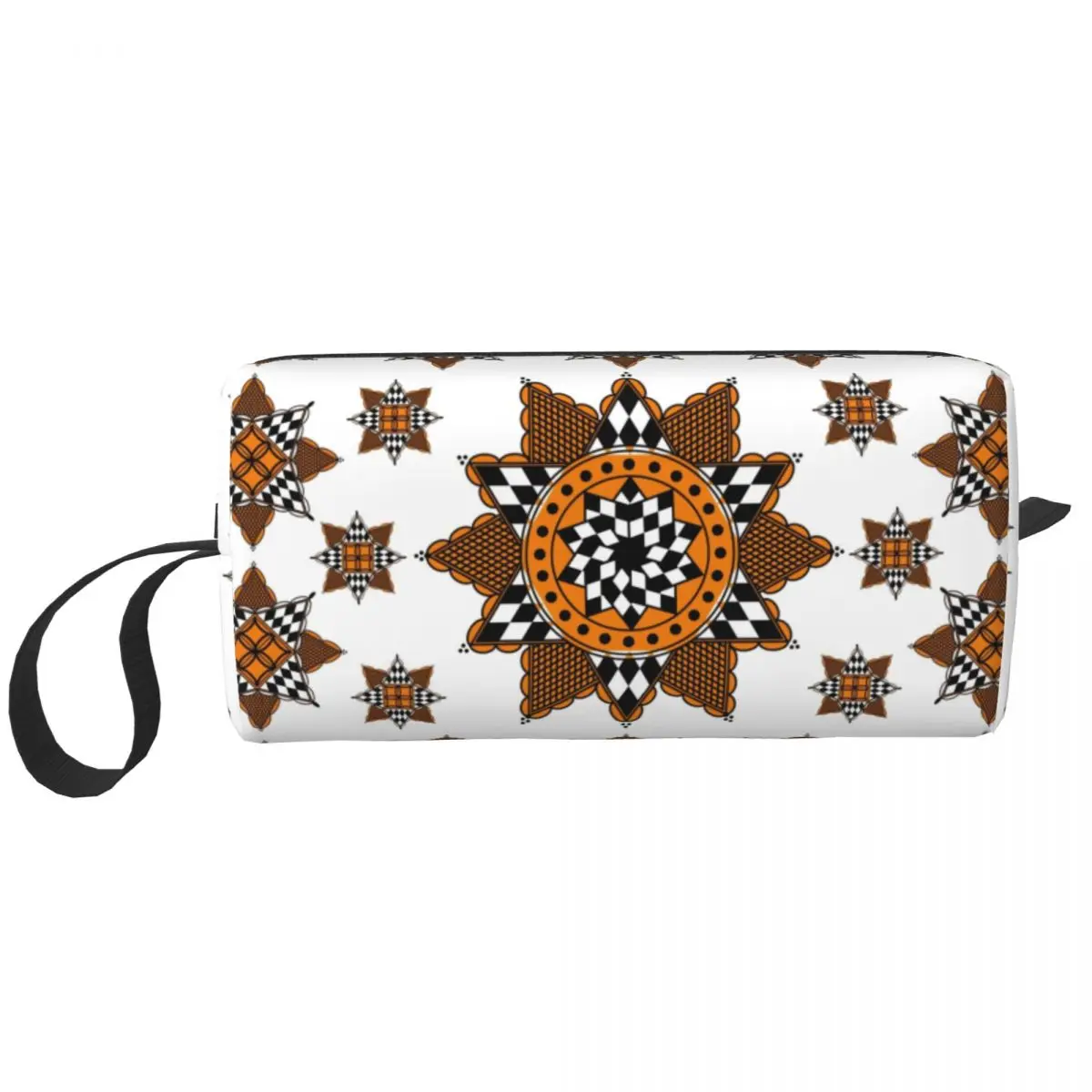 Kawaii Kabyle Pottery Pattern Travel Toiletry Bag Geometric Amazigh Traditional Cosmetic Makeup Bag Beauty Storage Dopp Kit