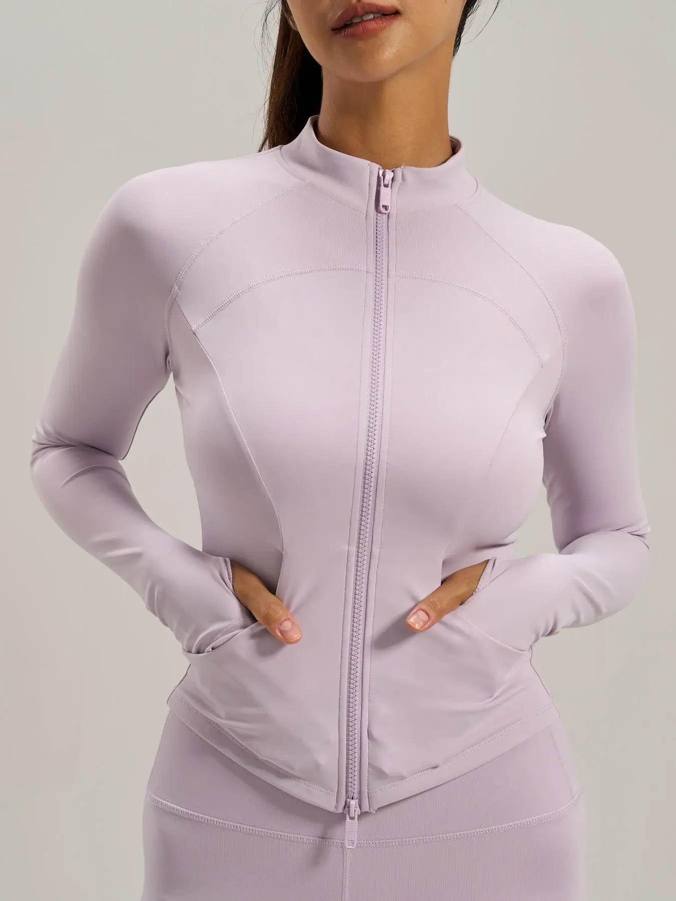 Women's Full Zip Sports Jacket, Long Sleeve Slim Fit Gym Jacket with Pockets, Ideal for Yoga Running Fitness BBLjacket