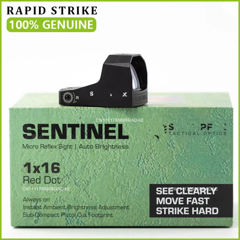 【GENUINE】Sentinel 1x16mm Red Dot Sight 3MOA Auto Brightness RMSc Footprint Ultra-Compact Pistol Handgun Reflex Optic Cut Sight