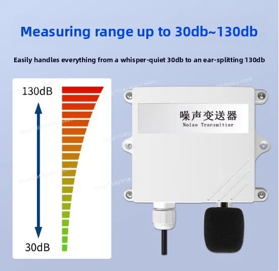 

IP65 Noise Meter 30-120dB Online Environmental Noise Sensor Sound Level Transmitter RS485 4-20mA for Industrial Monitoring