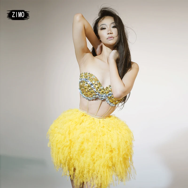 Benutzerdefiniertes sexy rückenfreies trägerloses Strass-Abendkleid, 2-teilig, für Damen, Erwachsene, Geburtstagsfeier, Bühnenaufführung, Drag Queen-Kostüm