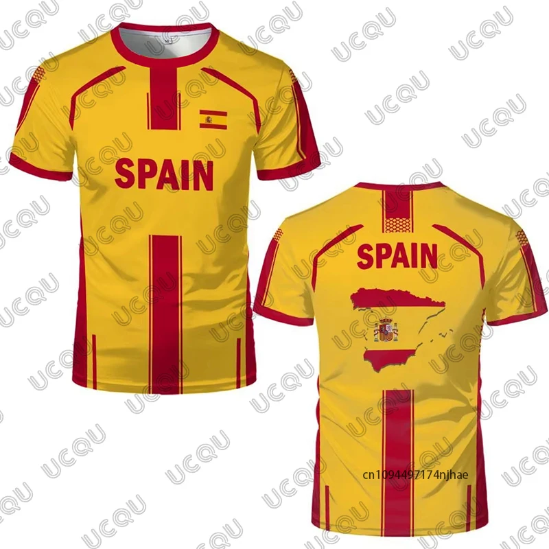 Summer New Spain Flag Print Soccer Jersey For Men Women T-Shirt Outdoor Breathable Sports Training O-neck Tees Casual Kids Tops view 6
