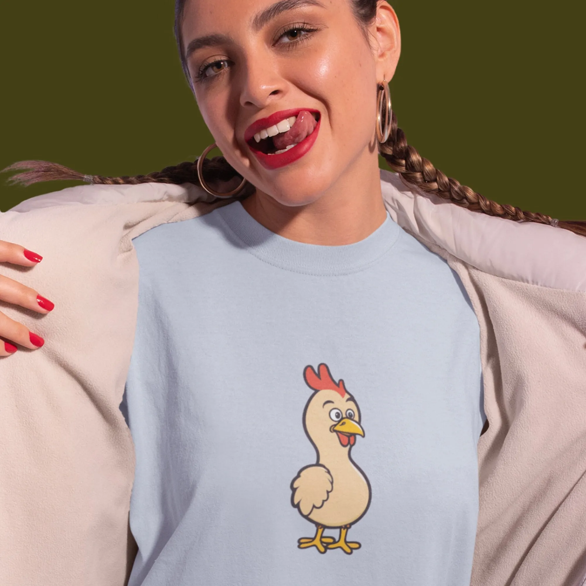 Chicken Goof Premium Bella Canvas T Shirt Cartoon Bird Imagery Fun Comic Book Style Drawing Simple Cute Animal Illustration