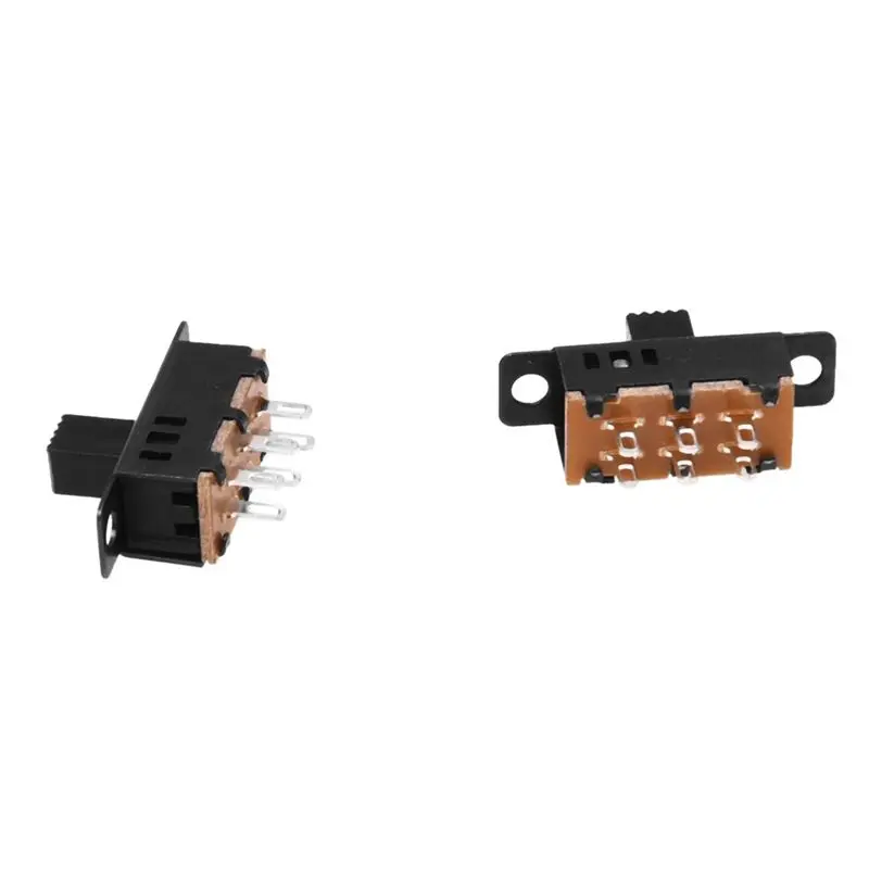 M12K-100Pcs High Knob 6 Pin 3 Position DPDT Panel Slide Switch 0.5A 50V DC
