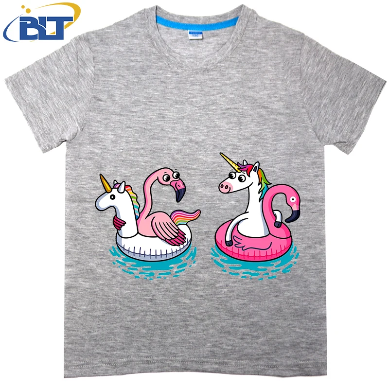 Floating Printed Kids Shirt Summer Cotton Short Sleeve Casual Tops Suitable for Boys and Girls