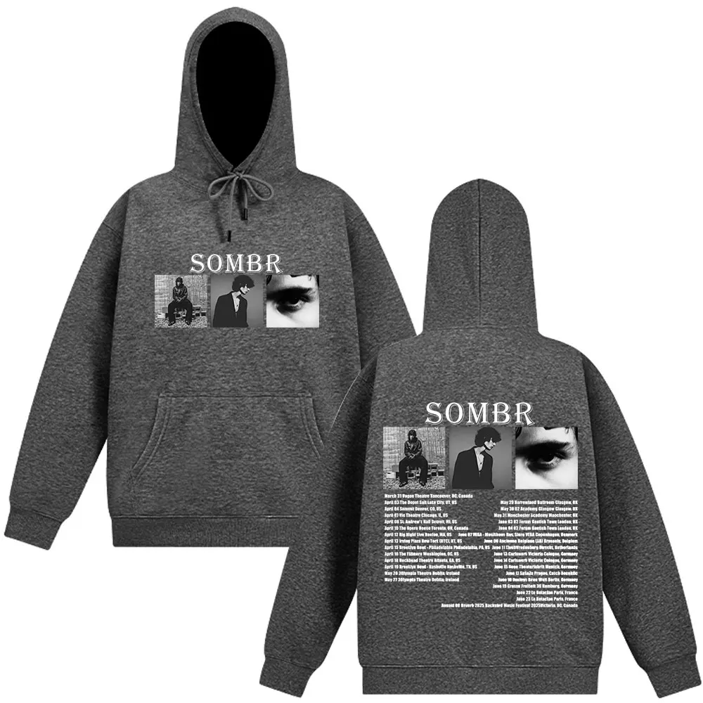 سترة بغطاء للرأس من Sombr Merch Live 2025 للرجال على الموضة بأكمام طويلة وفضفاضة غير رسمية على طراز الهيب هوب ملابس الشارع