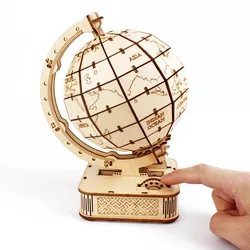 Juguete de rompecabezas de madera de globo 3D, bloques de construcción de ensamblaje mecánico, juego de modelos de tierra para adolescentes, mapa del mundo de geografía DIY, regalo de juguete para construir