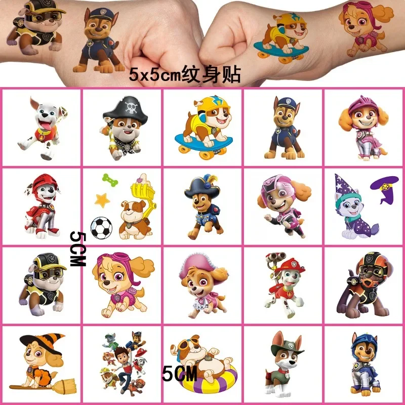 20PCS Paw Patrol adesivi per tatuaggi per bambini Cute Cartoon Anime Figure Patrol Canine tatuaggi temporanei regali giocattolo per bambini