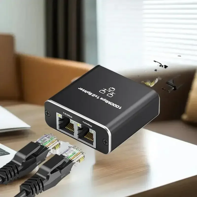 Divisor de Cable de red con acceso a Internet simultáneo de uno a dos, divisor RJ45 con interruptor de uno a dos, puerto Ethernet Gigabit