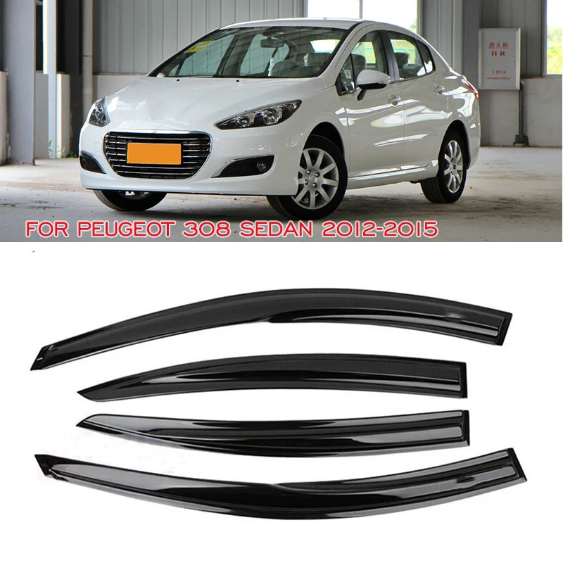 For Peugeot 308 Sedan 2012 2013 2014 2015 Side Window Visor Sun Rain Guards Weathershield Weather Shields Adhesive Cover Trim