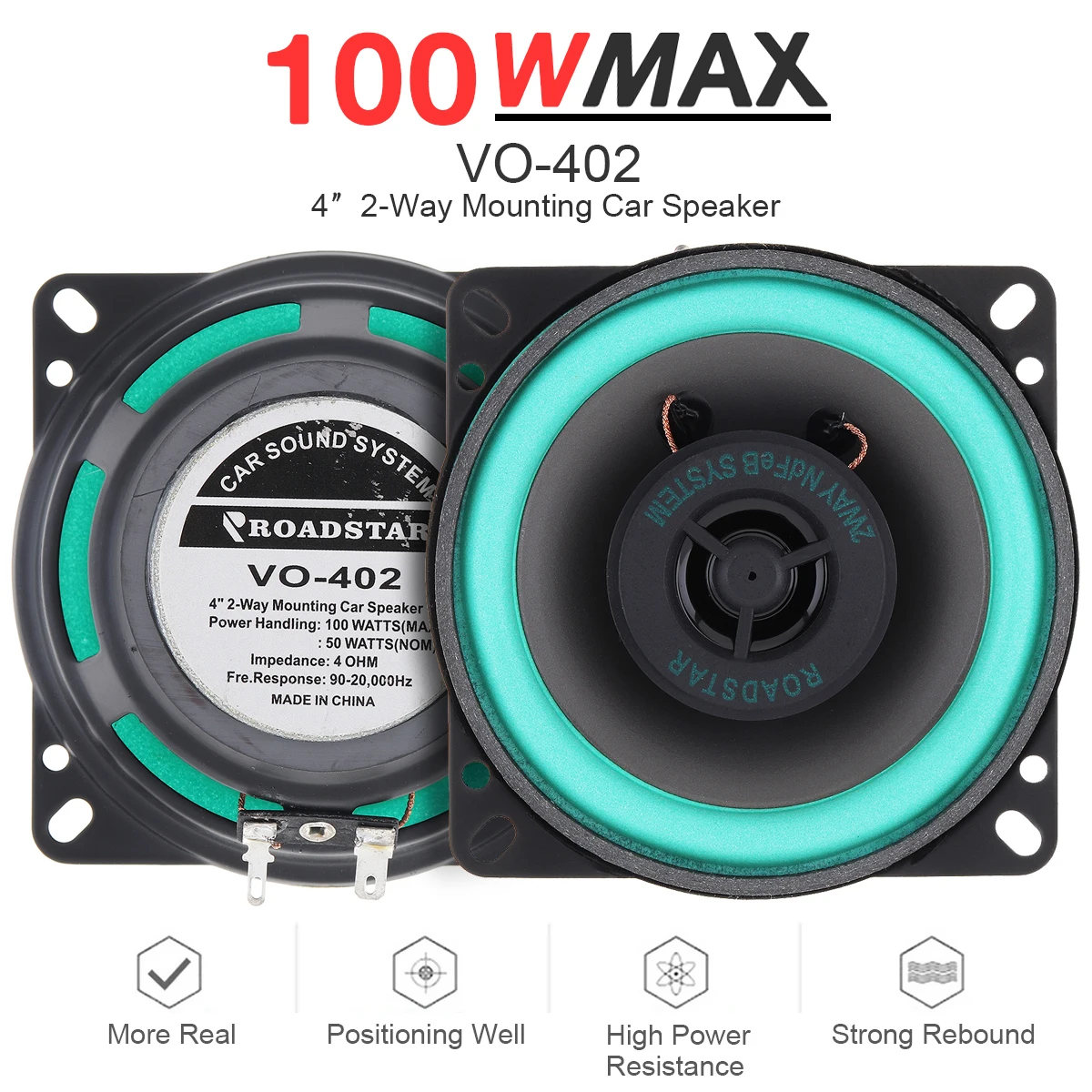 1 Piece Car Speakers 4 Inch 100W Universal Vehicle Door Subwoofer Car Audio Music Stereo Full Range Frequency Automotive Speaker