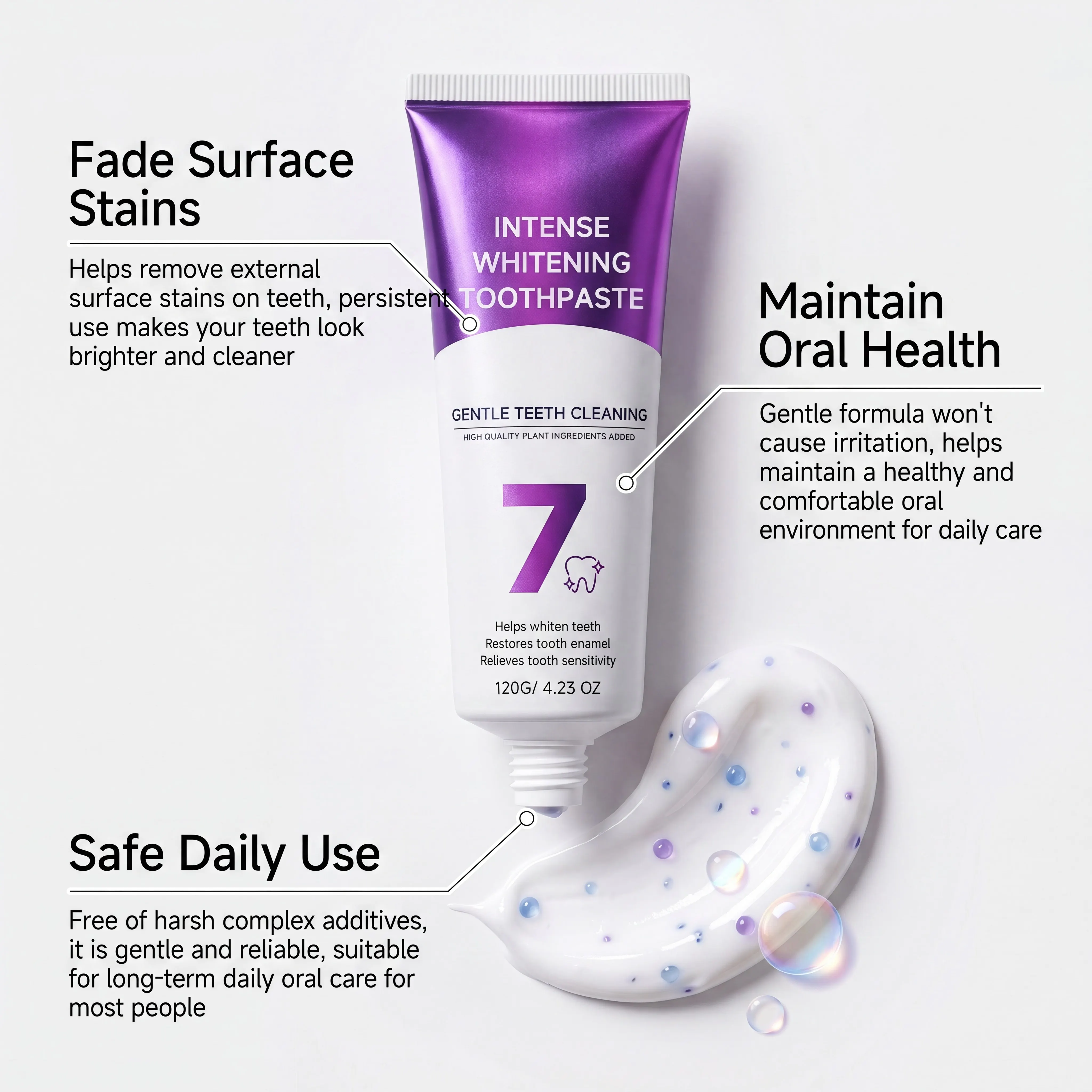 Hydroxylapatite Toothpaste With 7 Probiotic Reduce Yellowing Teeth Clean Stain Balance Oral Flora Oral Care Whitening Toothpaste