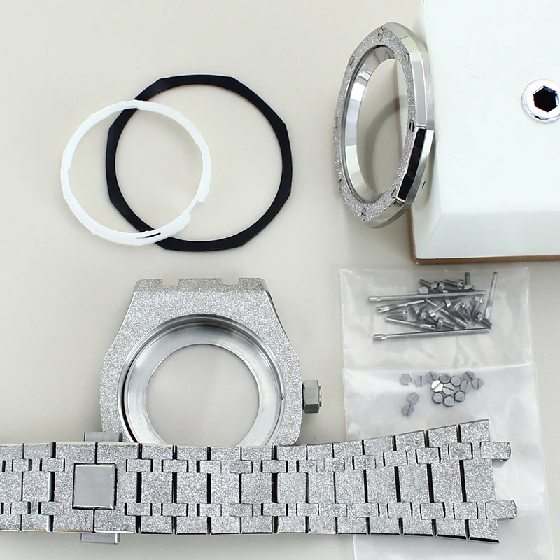 41mm Star Sand Octagon Watch Case Strap Parts For Seiko nh35 nh36 nh34/38 Movement 28.5mm Dial With Chapter Rings Sapphire Glas