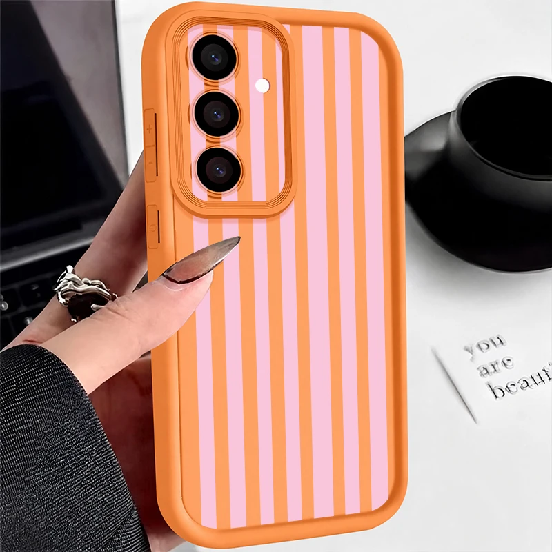 Pink Stripe Pattern Phone Case For Samsung Galaxy A18 A57 A37 A17 A56 A16 A55 A15 A36 A26 A35 A25 A54 5G Soft TPU Back cover