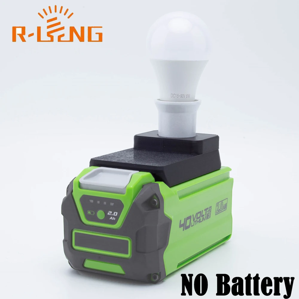 Lâmpada Led de Trabalho E27 de 5w para Greenworks 40v Bateria de Lítio Lâmpada de Luz Portátil Interna e Externa sem Bateria