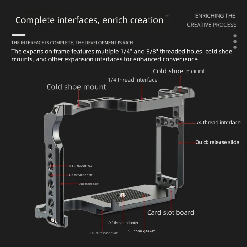 

Универсальная клетка для камеры Canon 5D4 5D3 | Многоцелевая установка с быстроразъемным слайдером, холодным башмаком и отверстиями для резьбы