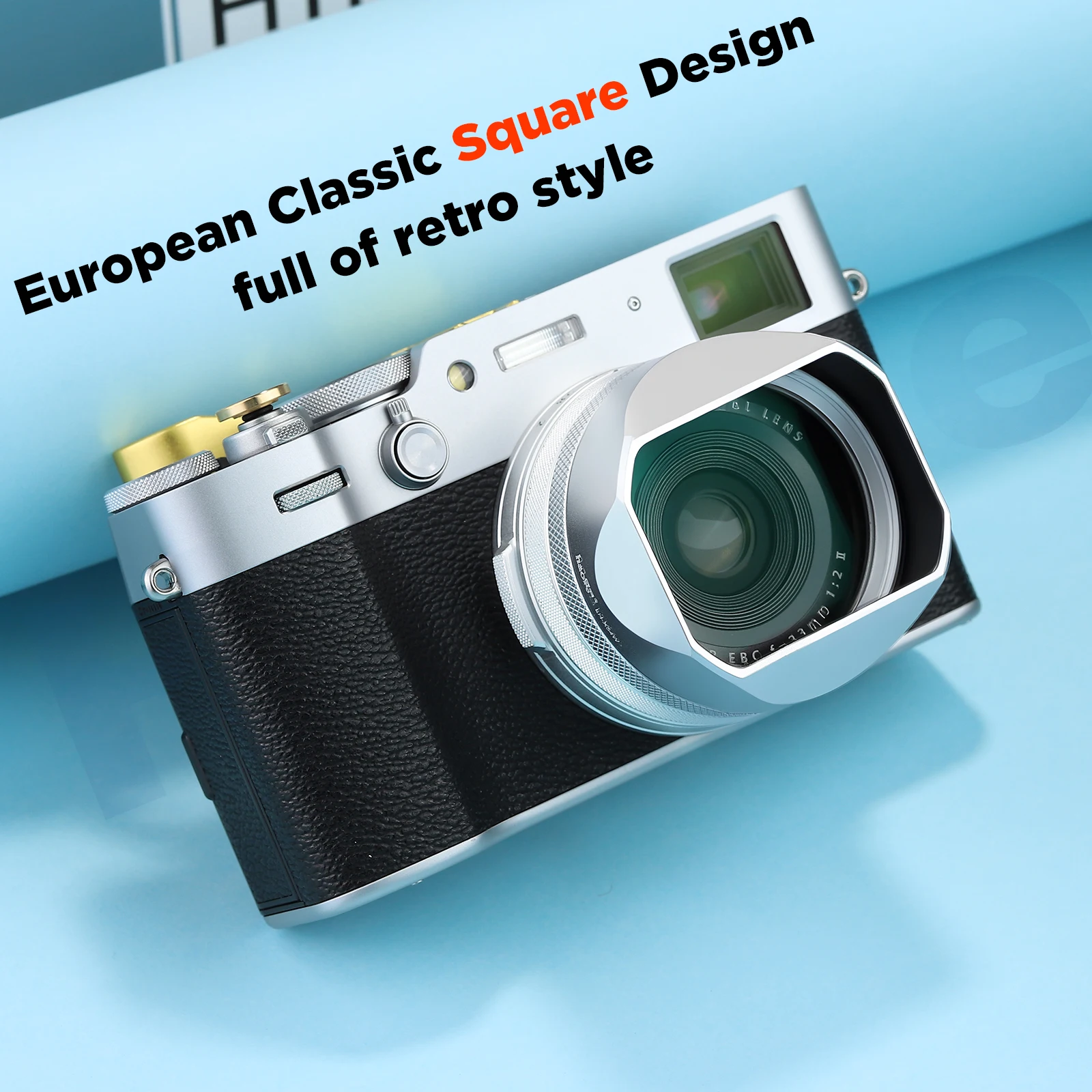 Haoge LH-X54B quadratische Metall-Gegenlichtblende mit 49-mm-Adapterring für Fujifilm Fuji X100VI X100V Kamera, Schwarz – Detail 6