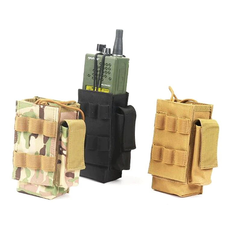 

Tactical MOLLE Radio Pouch With Cartridge Ammo Bag Holder and Pistol Magazine Pouch Walkie Talkies Adjustable Interphone Storage