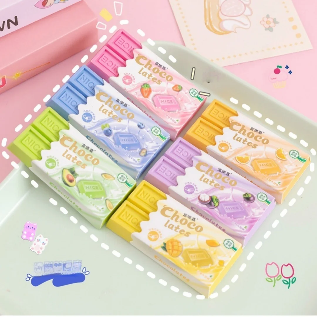 Random Color Creative Cartoon Striped Design Fruit Flavor Pattern Eraser, Clean Erasing No Residue Cute Stationery, School Suppl