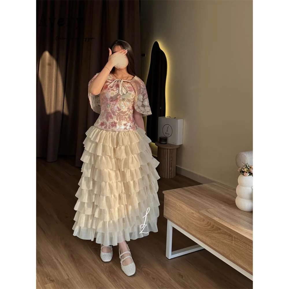 Avery Custom A-line Flower Tube Top Ankle Length Women's Evening Dress for  Event Prom Dresses 2026 Luxury Prom Ball Gown Dress - AliExpress