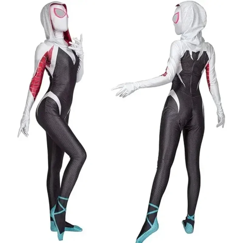 Sky02 superhéroe Spider Gwen Stacy Spider Man Cosplay Zentai mono máscara disfraz de Halloween para mujeres niñas Spiderman Costu88Li