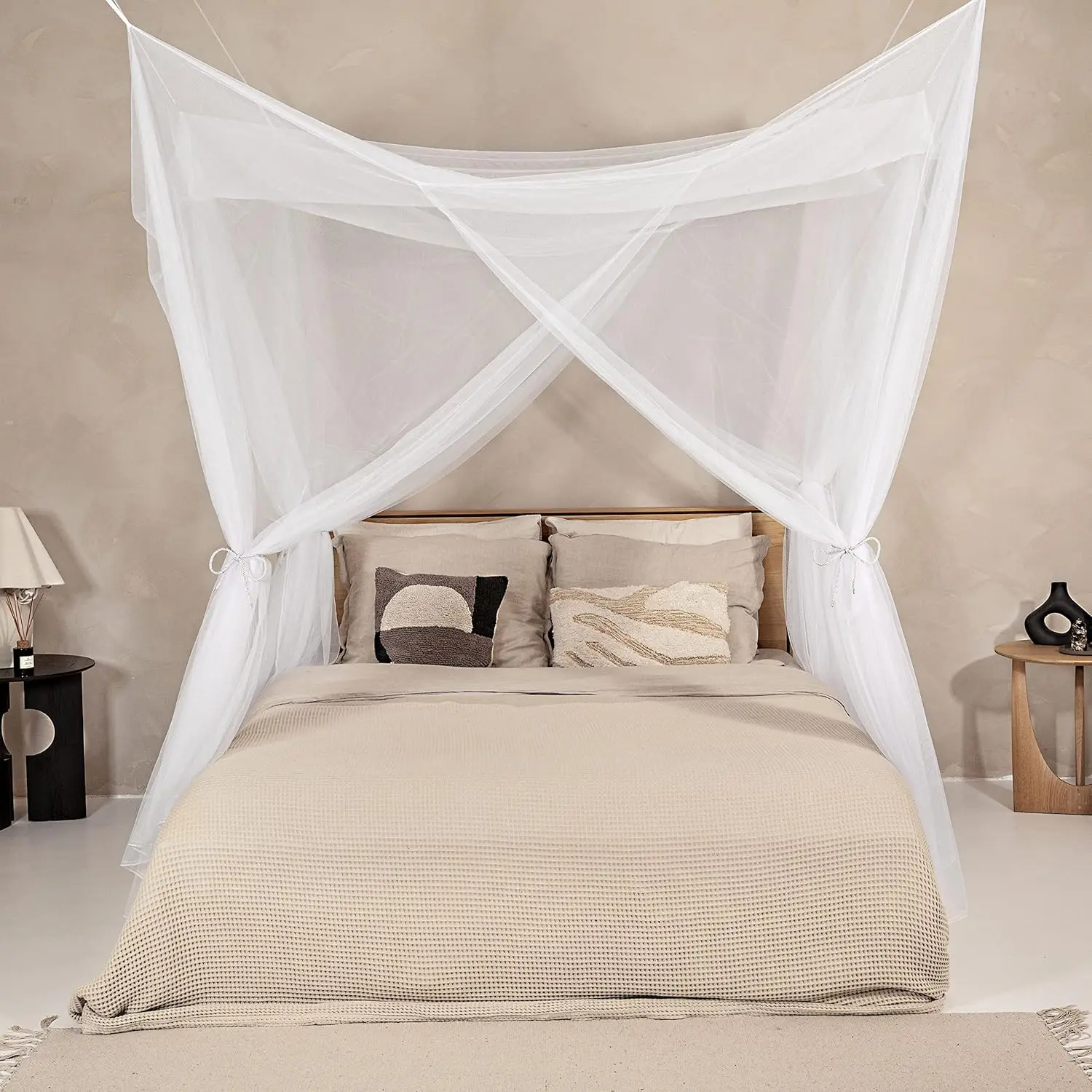 

Mosquito Net for Single to King Beds - 4 Side Openings, 6 Hanging Loops, Rectangular Shape with Carrying Bag