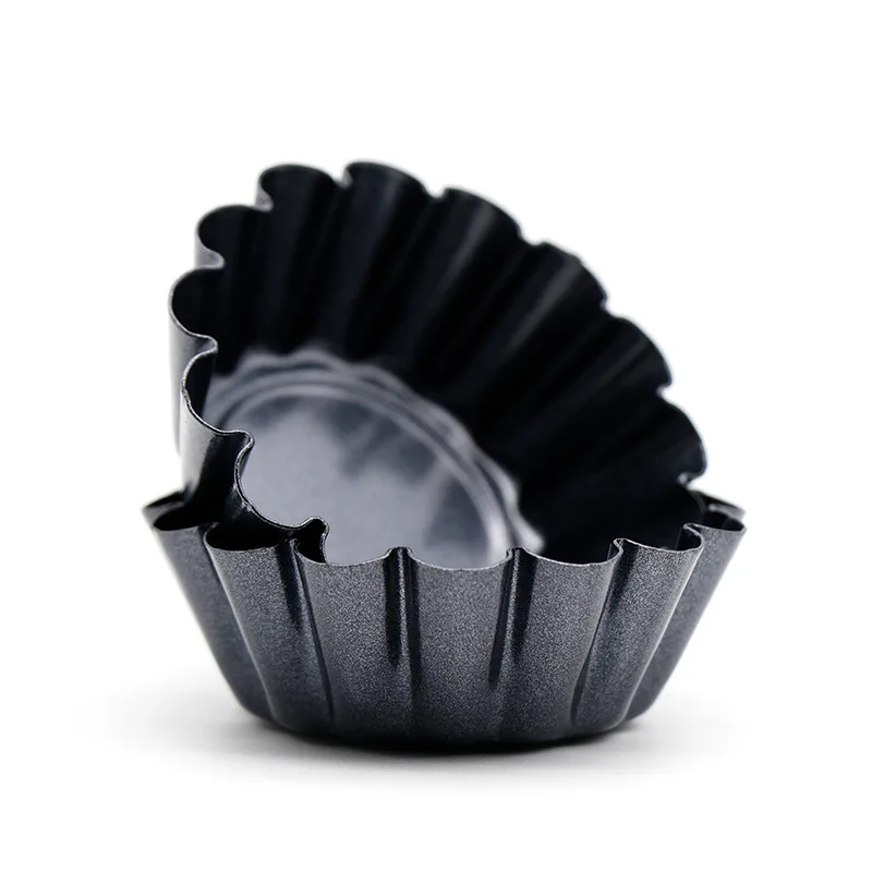 4/6/8/12pcs Non-stick Tart Mold Quiche Flan Pan Carbon Steel Tart Pans Cupcake Reusable Egg Tart Tartlet Baking Mold Muffin Cup