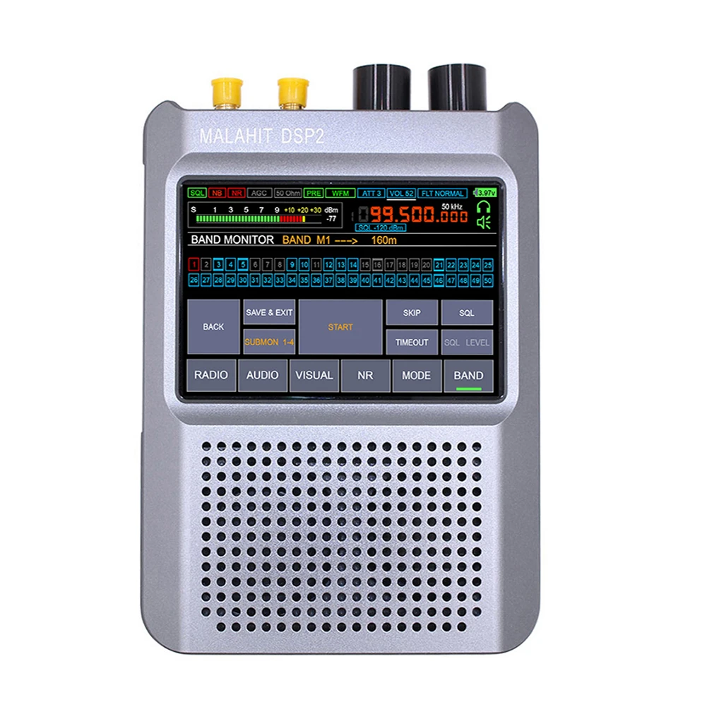 DSP2 SDR Malachite Radio Receiver New Firmware 2.30 Second Generation 10kHz-380MHz 404MHz-2GHz Stereo Radio 3.5-inch Touch LCD