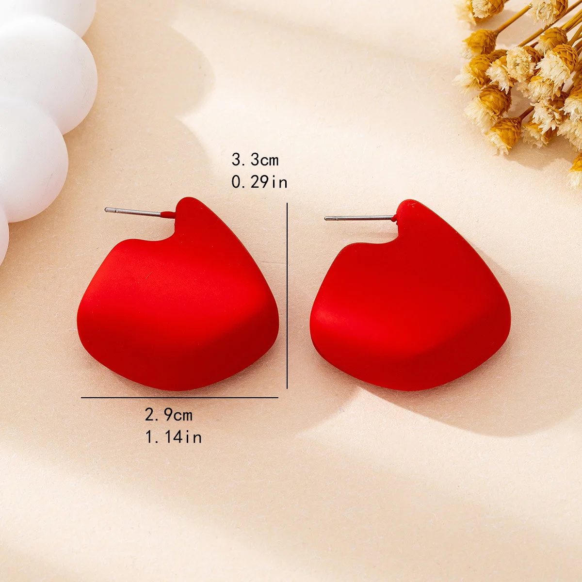 Trendy Unique Red Dangle Earrings Women Modern Geometric Earring Bold Statement Jewelry Stylish Casual Daily Fashion Accessories